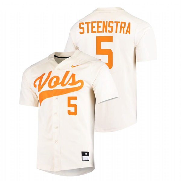 Tennessee Volunteers #5 Logan Steenstra Nike Cream With Name College Baseball Limited Jersey