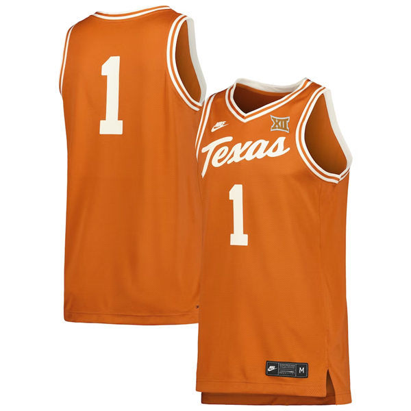 Mens Youth Texas Longhorns Custom Nike 2023 XII Orange Team Classic Basketball Jersey
