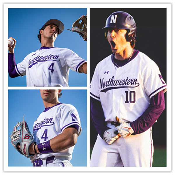 Mens Youth Northwestern Wildcats Custom 2023 White Baseball Game Jersey