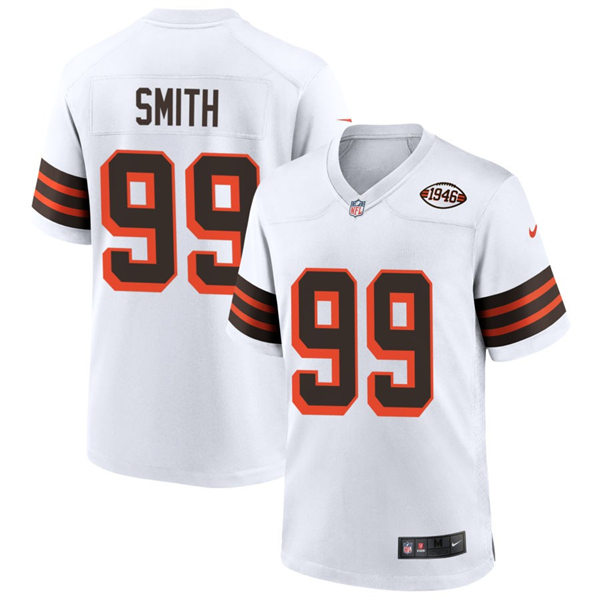 Mens Cleveland Browns #99 Za'Darius Smith Nike White 1946 Collection 75th Anniversary Jersey