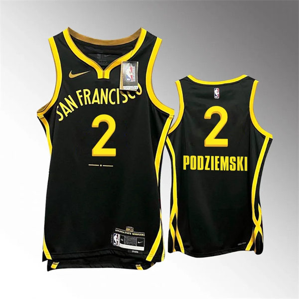 Mens Golden State Warriors #2 Brandin Podziemski 2023-24 Black City Edition Player Jersey