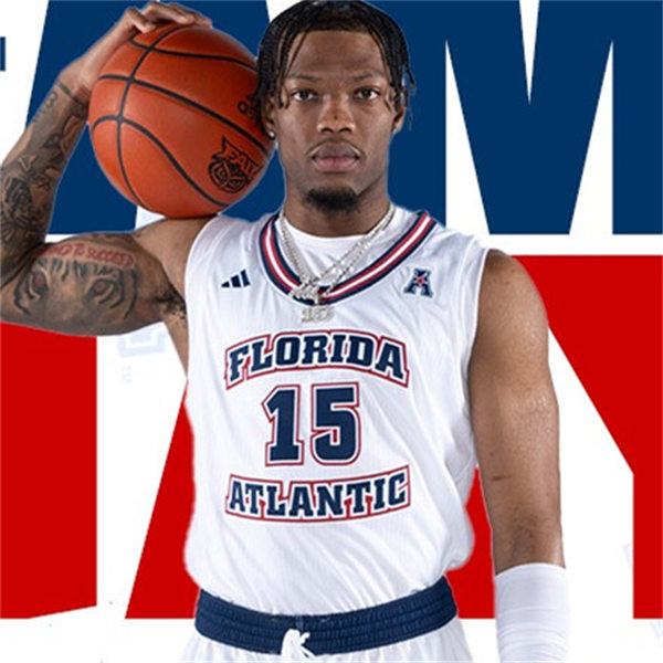 Florida Atlantic Owls Custom 2025 AAC White Navy Florida Atlantic Basketball Game Jersey
