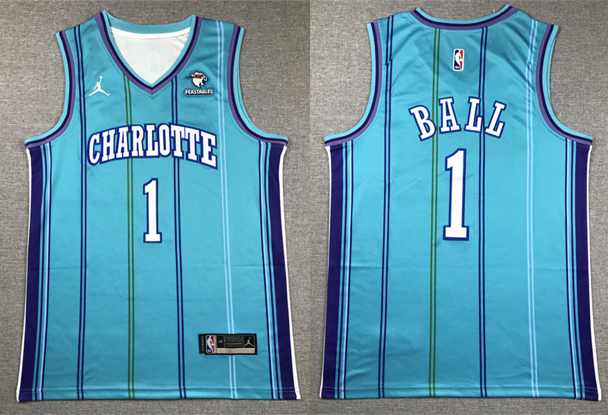 Men's Charlotte Hornets #1 LaMelo Ball 2023-24 Teal Classic Edition Swingman Jersey