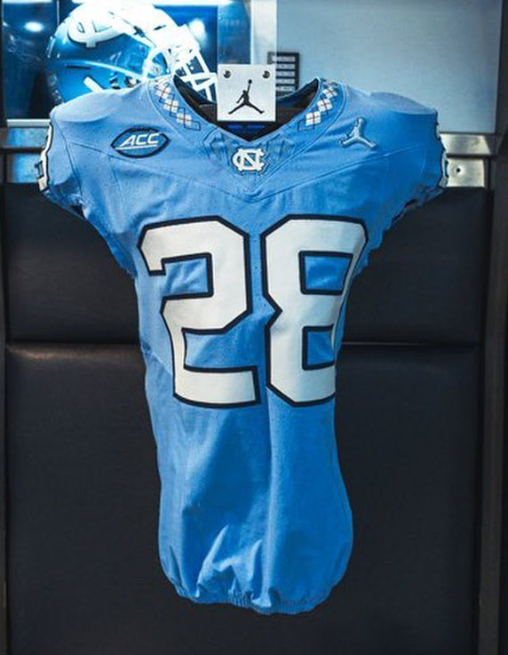 North Carolina Tar Heels #28 Omarion Hampton 2024 Blue F.U.S.E. College Football Game Jersey