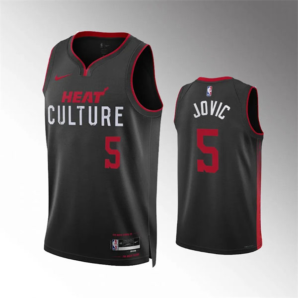Mens Miami Heat #5 Nikola Jovic Black 2023-24 City Edition Jersey