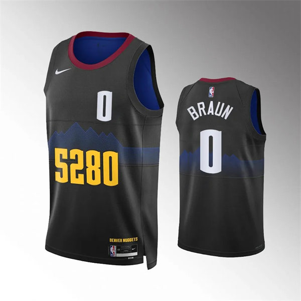 Mens Denver Nuggets #0 Christian Braun 2023-24 Black City Edition Jersey