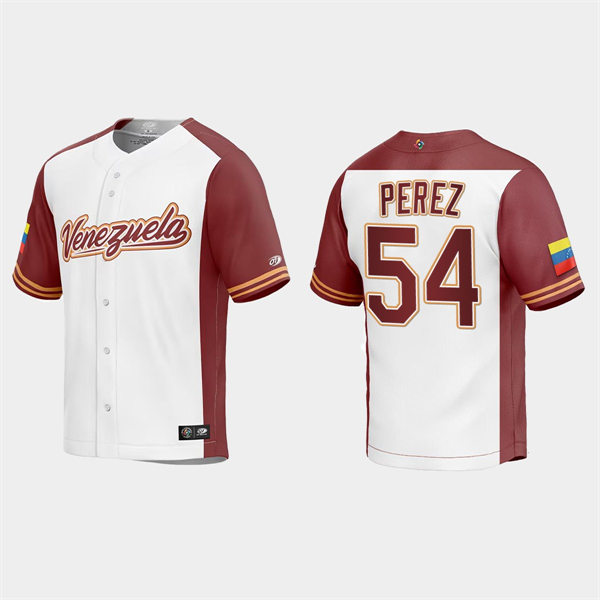 Mens Youth Venezuela #54 Martin Perez Venezuela Baseball 2023 World Baseball Classic Replica Jersey - White