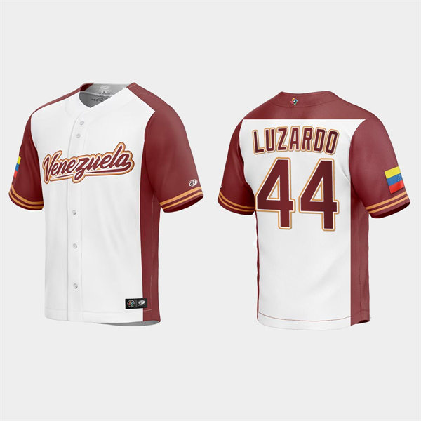 Mens Youth Venezuela #44 Jesus Luzardo Venezuela Baseball 2023 World Baseball Classic Replica Jersey - White