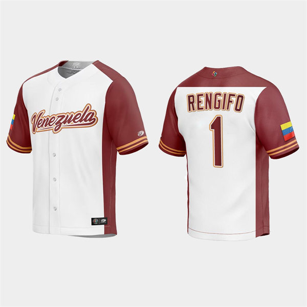 Mens Youth Venezuela #1 Luis Rengifo Venezuela Baseball 2023 World Baseball Classic Replica Jersey - White