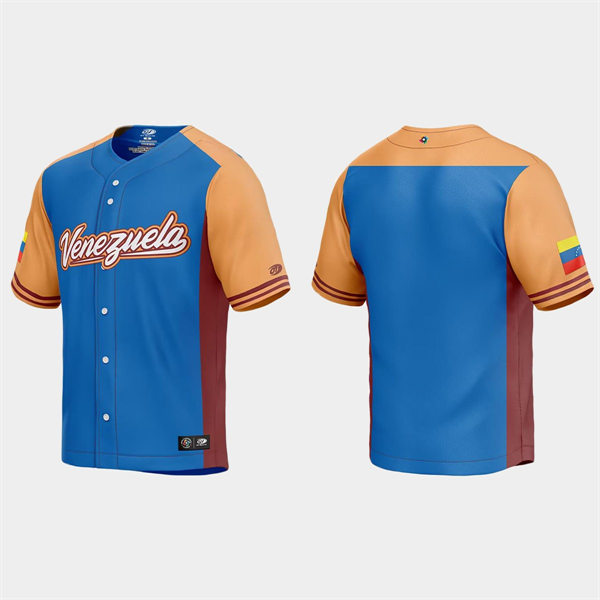 Mens Youth Venezuela Blank 2023 World Baseball Classic Team Jersey Royal (1)