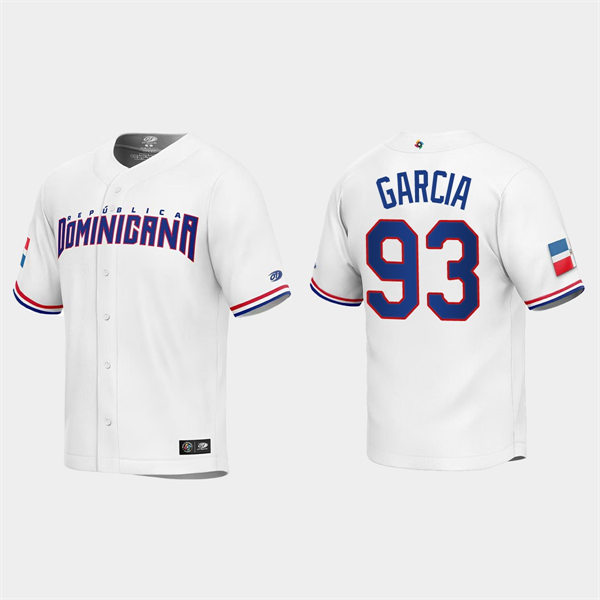 Mens Youth Dominican Republic #93 Yimi Garcia 2023 World Baseball Classic Replica Jersey - White