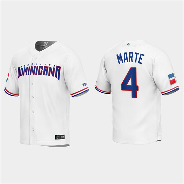 Mens Youth Dominican Republic #4 Ketel Marte 2023 World Baseball Classic Replica Jersey - White