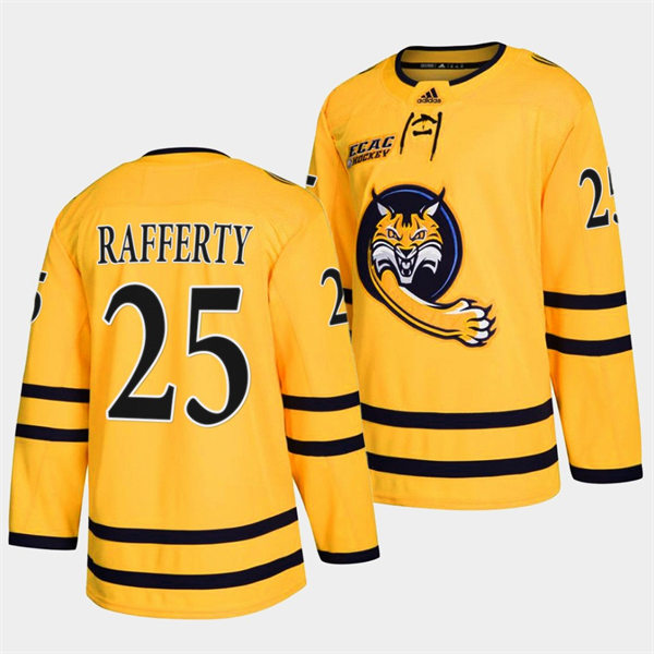 Mens Youth Quinnipiac Bobcats #25 Brogan Rafferty 2022 Gold Alternate College Hockey Jersey