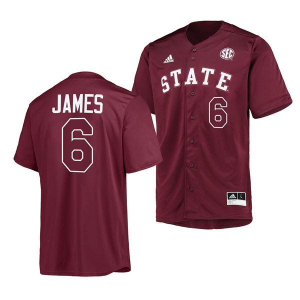 Mens Youth Mississippi State Bulldogs #6 Kamren James 2023 Maroon State Baseball Game Jersey
