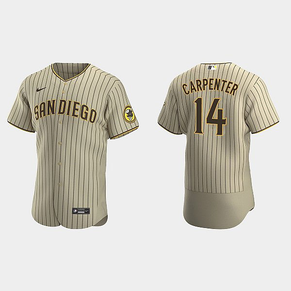 Mens San Diego Padres #14 Matt Carpenter Nike Tan Brown Alternate FlexBase Jersey