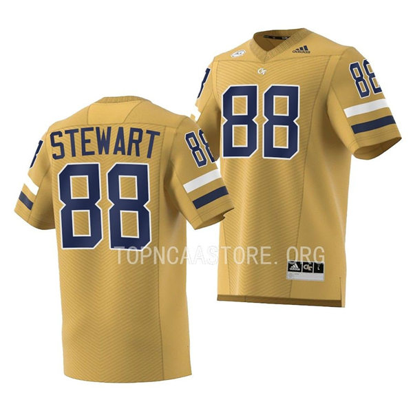 Mens Youth Georgia Tech Yellow Jackets #88 Gavin Stewart College Football Game Jersey Gold