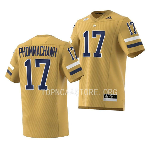 Mens Youth Georgia Tech Yellow Jackets #17 Taisun Phommachanh College Football Game Jersey Gold