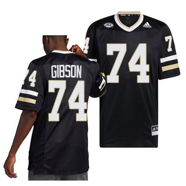 Mens Youth Georgia Tech Yellow Jackets #74 Tyler Gibson 2022 Alternate Black Premier Football Jersey
