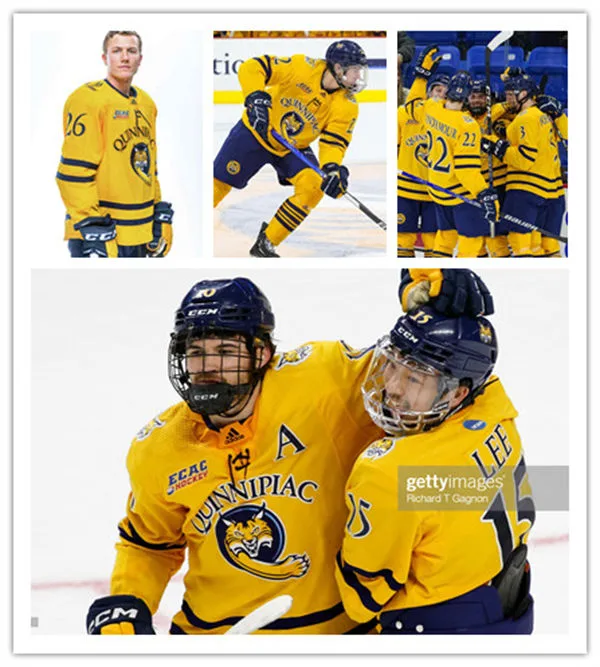 Quinnipiac Bobcats Custom Adidas 2026 Gold Hockey Game Jersey