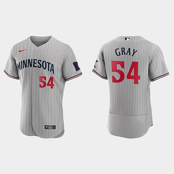Mens Minnesota Twins #54 Sonny Gray Nike 2023 Gray Pinstripe Authentic Player Jersey