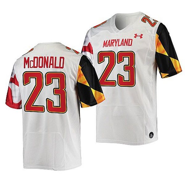 Mens Youth Maryland Terrapins #23 Colby McDonald White 2022 College Football Game Jersey