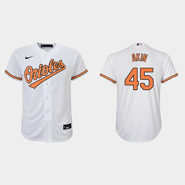 Youth Baltimore Orioles #45 Keegan Akin Nike Home White Jersey