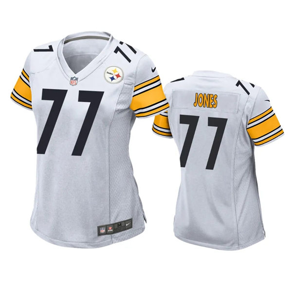 Womens Pittsburgh Steelers #77 Broderick Jones Nike White Limited Jersey