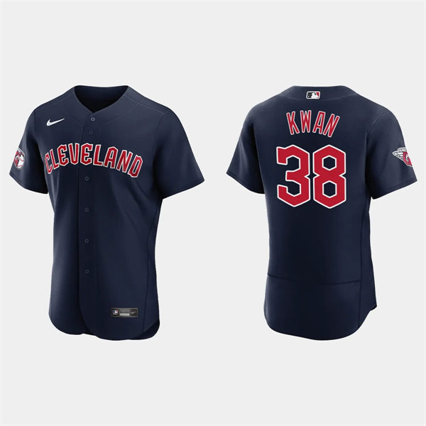 Mens Cleveland Guardians #38 Steven Kwan Nike Navy Alternate Flex Base Authentic Player Jersey