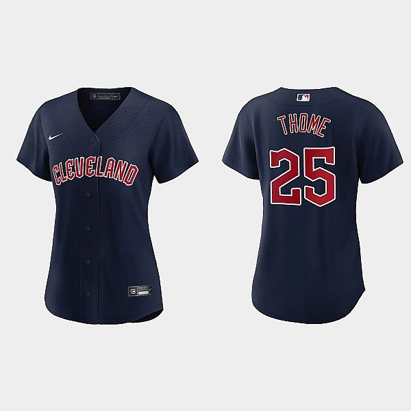 Womens Cleveland Guardians #25 Jim Thome Nike Navy Alternate Jersey