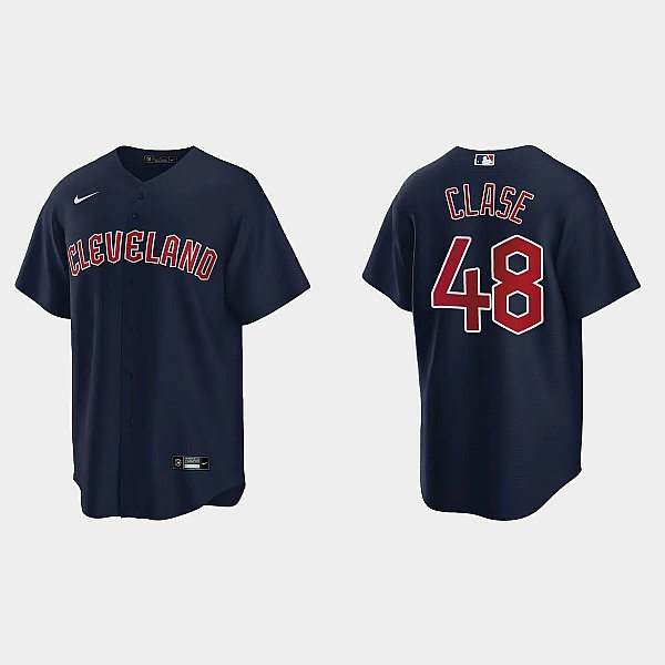 Youth Cleveland Guardians #48 Emmanuel Clase Nike Navy Alternate Jersey