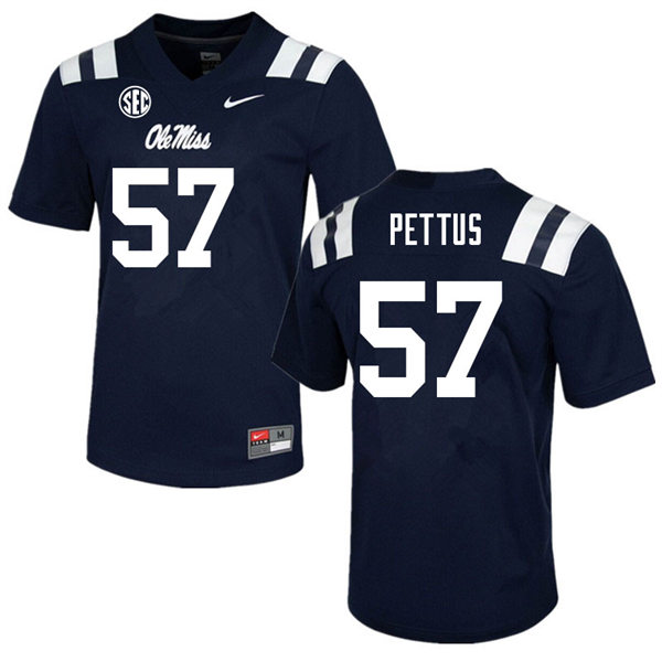 Mens Youth Ole Miss Rebels #57 Micah Pettus 2023 Navy College Football Game Jersey