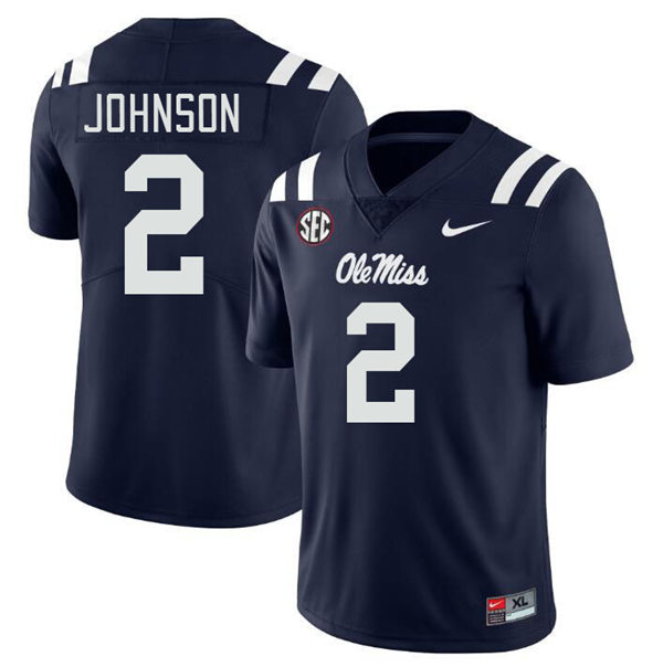 Mens Youth Ole Miss Rebels #2 Cedric Johnson 2023 Navy College Football Game Jersey