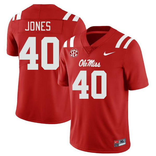 Mens Youth Ole Miss Rebels #40 Matt Jones 2023 Red College Football Game Jersey