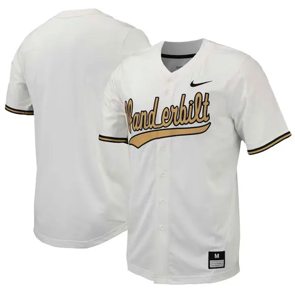 Vanderbilt Commodores Custom Nike White Gold College Game Baseball Jersey