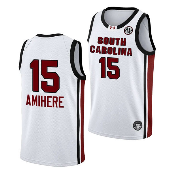 Unisex South Carolina Gamecocks #15 Laeticia Amihere 2023-24 Home White Women's Basketball Jersey
