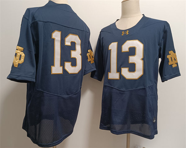 Mens Notre Dame Fighting Irish #13 Riley Leonard 2024 Navy Football Game Jersey
