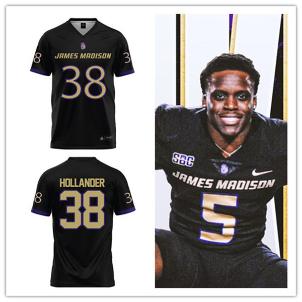 James Madison Dukes Custom Football Game Jersey Black
