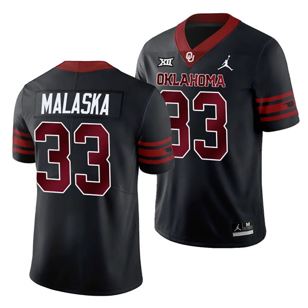 Mens Oklahoma Sooners #33 Jocelyn Malaska Anthracite College Football Game Jersey