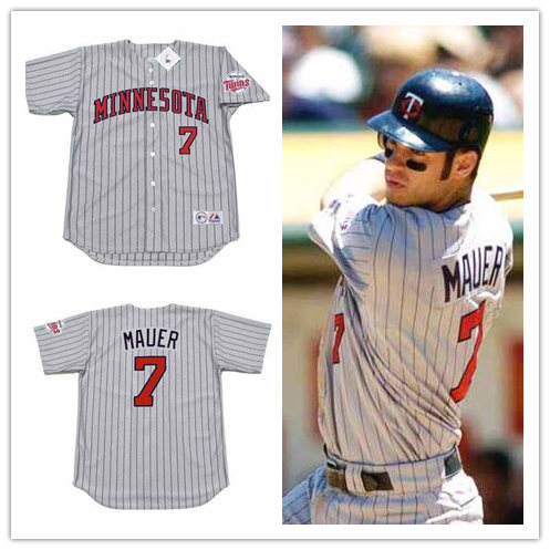 JOE MAUER Minnesota Twins 2008 Away Majestic Throwback Baseball Jersey