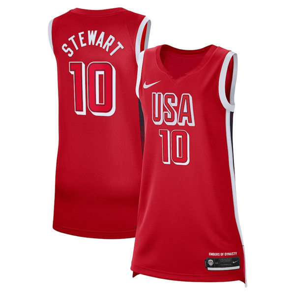 Unisex #11 Breanna Stewart Red Women's USA Basketball 2024 Swingman Player Jersey