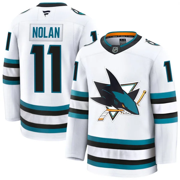 Mens San Jose Sharks Retired Player #11 Owen Nolan Fanatics White Away Premium Jersey
