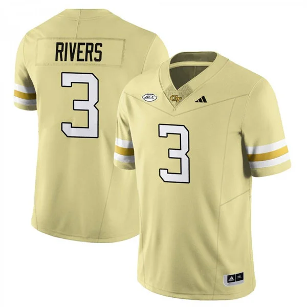 Georgia Tech Yellow Jackets #3 Eric Rivers 2025 Gold Football Game Jersey