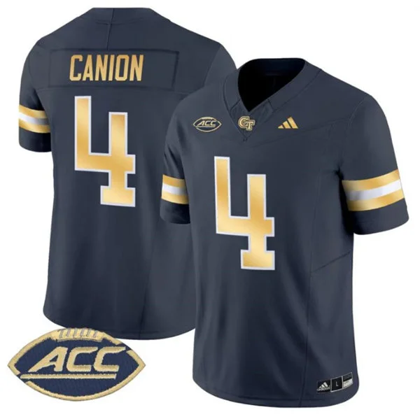 Georgia Tech Yellow Jackets #4 Isiah Canion  Navy Football Game Jersey