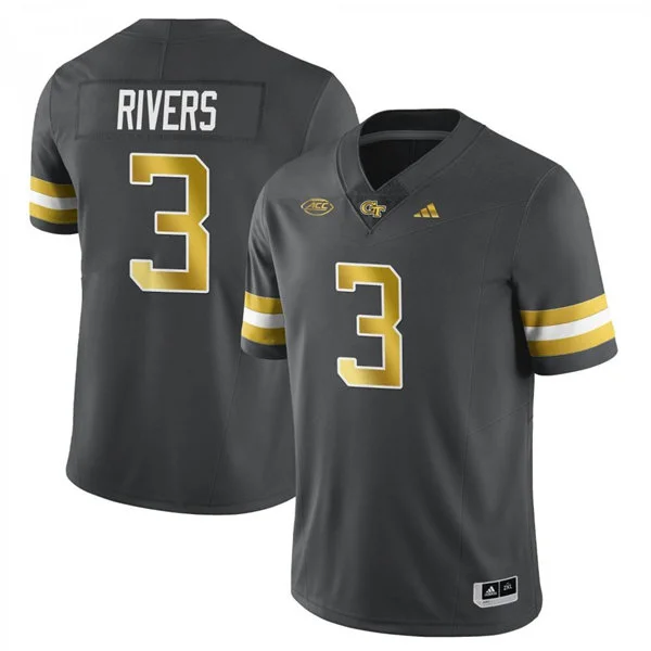 Georgia Tech Yellow Jackets #3 Eric Rivers 2025 Gray Football Game Jersey