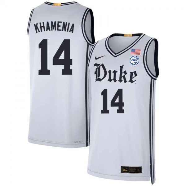 Duke Blue Devils #14 Nikolas Khamenia White Brotherhood uniform Jersey