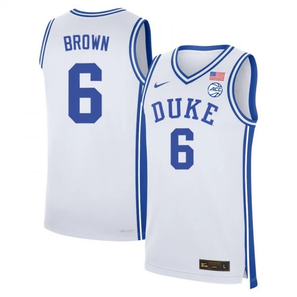 Duke Blue Devils #6 Maliq Brown White College Basketball Game Jersey