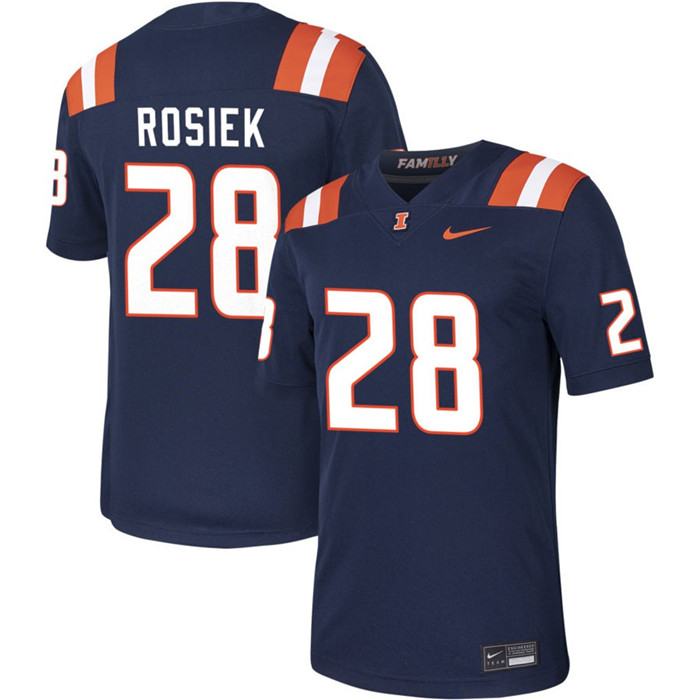 Illinois Fighting Illini #28 Dylan Rosiek 2025 Navy Football Game Jersey