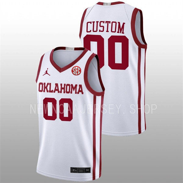 Oklahoma Sooners Custom Stitched 2025 SEC White College Basketball Game Jersey