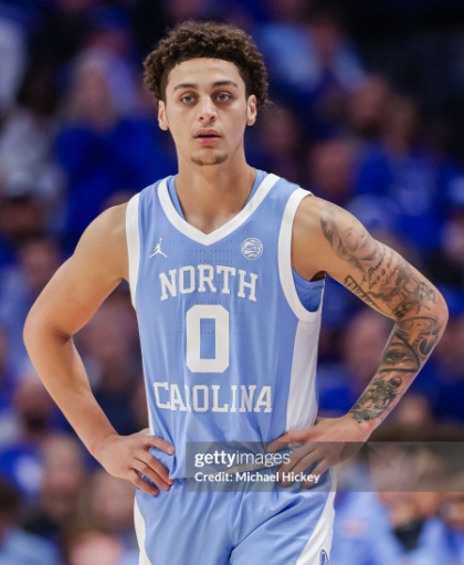 North Carolina Tar Heels #0 Kyan Evans  Blue  Retro  College Basketball Game Jersey