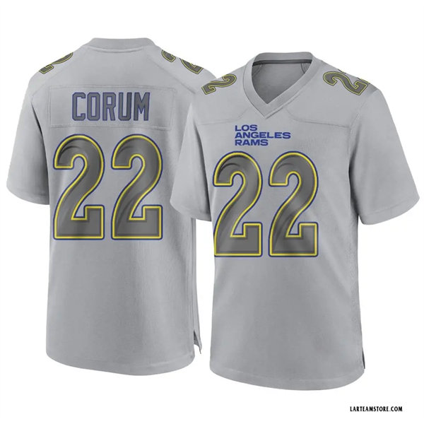 Mens Los Angeles Rams #24 Blake Corum Nike Gray Atmosphere Fashion Game Jersey